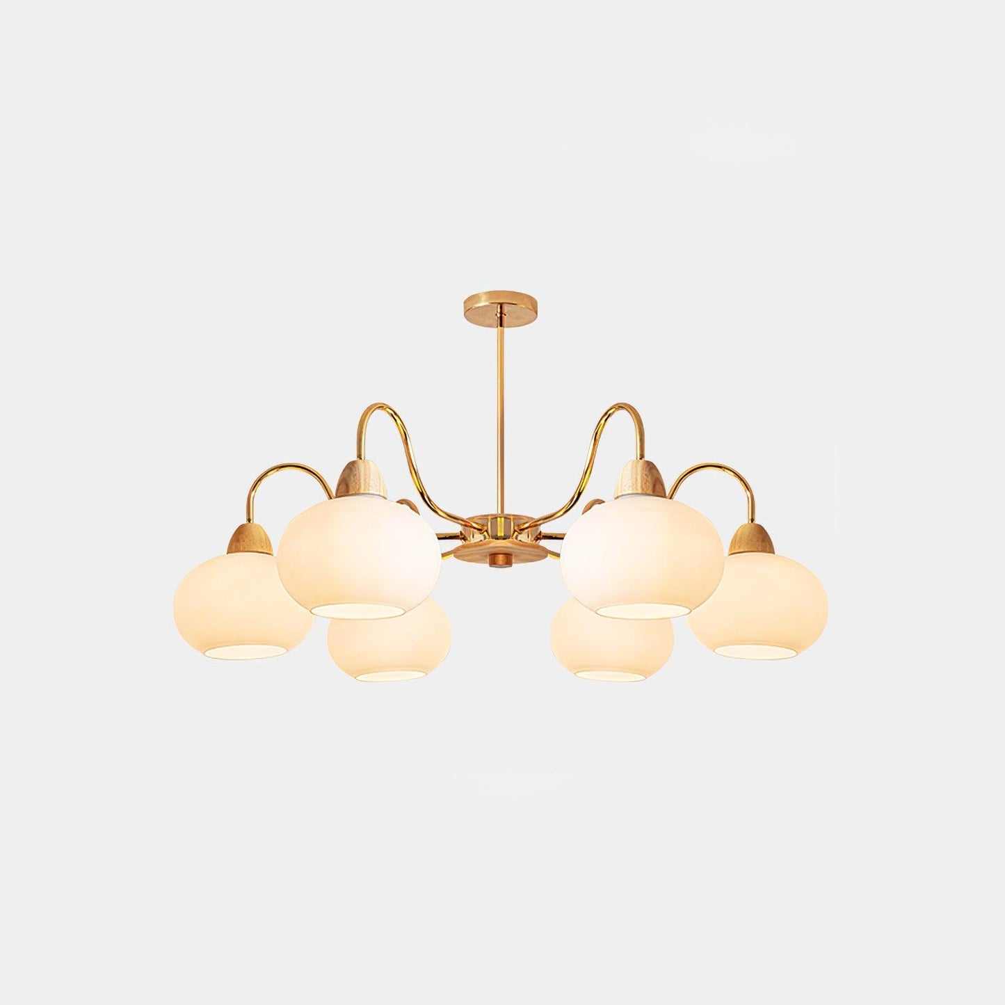 Glass Persimmon Chandelier 6 Lamps Dia 26.0″ x H 13.4″ / Dia 66cm x H 34cm / Gold & White glass Chandelier