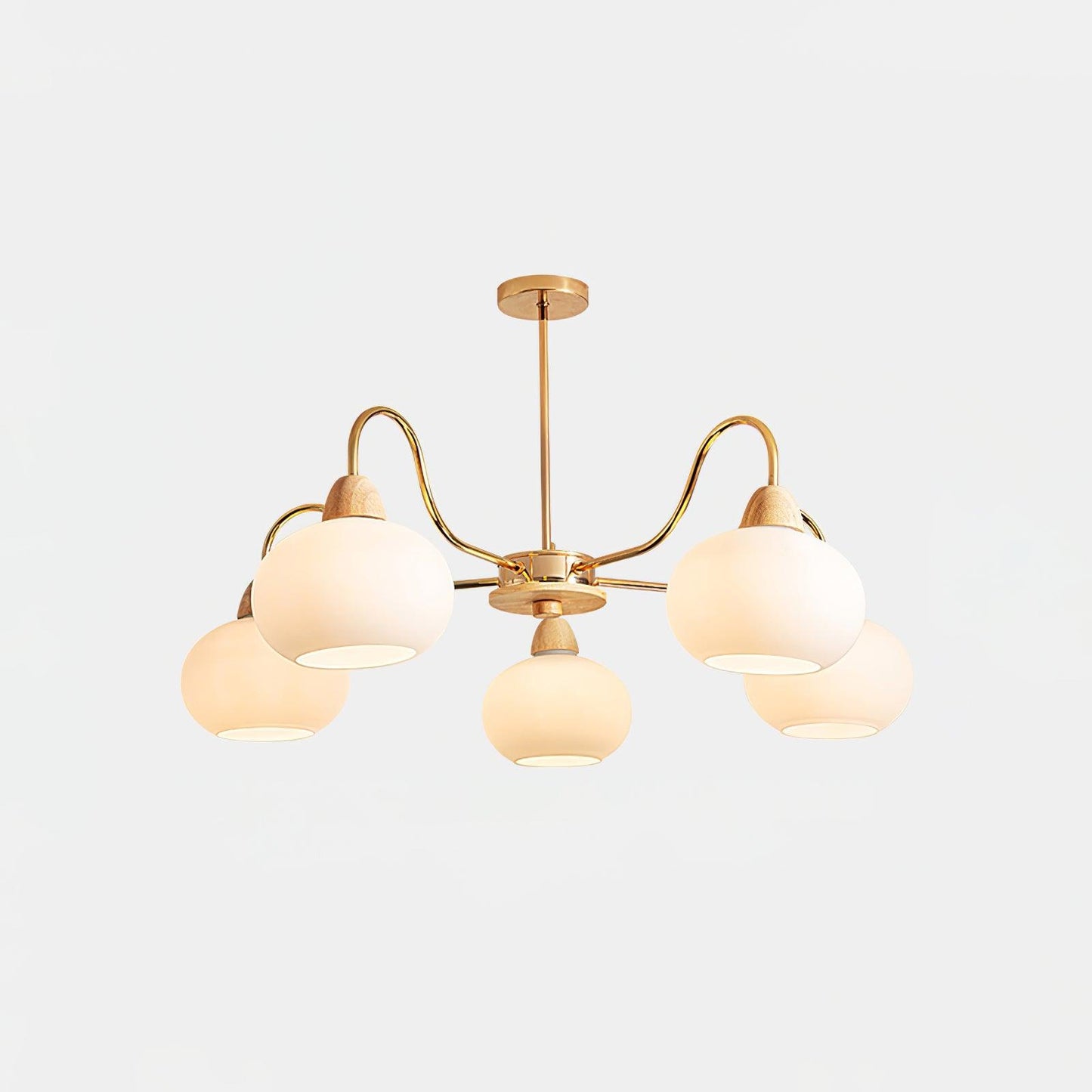Glass Persimmon Chandelier 5 Lamps Dia 26.0″ x H 13.4″ / Dia 66cm x H 34cm / Gold & White glass Chandelier