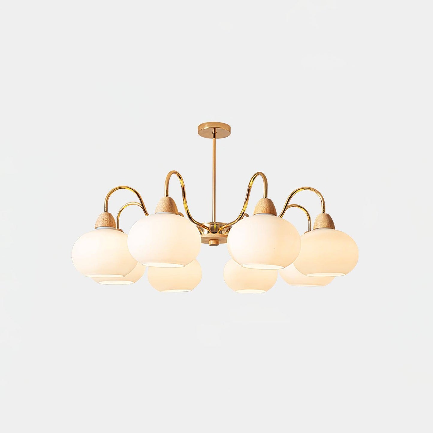 Glass Persimmon Chandelier 8 Lamps Dia 34.6″ x H 13.4″ / Dia 88cm x H 34cm / Gold & White glass Chandelier