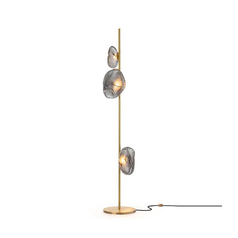 Glass Mesh Petals Floor Lamp 3 heads ? 13.8″ x H 70.9″ / Dia 35cm x H 180cm / Gold + Smoke gray / US plug Floor lamp