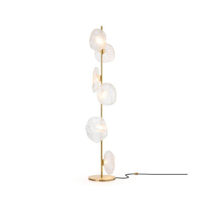 Glass Mesh Petals Floor Lamp 6 heads ? 13.8″ x H 70.9″ / Dia 35cm x H 180cm / Gold + Clear / US plug Floor lamp