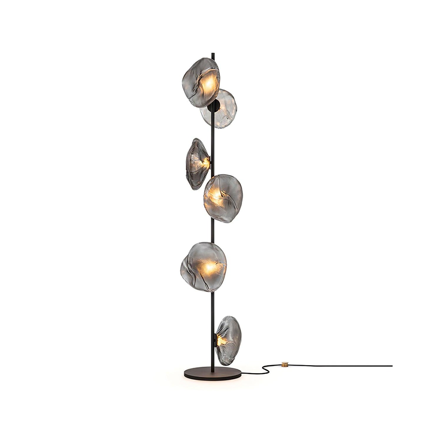 Glass Mesh Petals Floor Lamp 6 heads ? 13.8″ x H 70.9″ / Dia 35cm x H 180cm / Black + Smoke gray / US plug Floor lamp