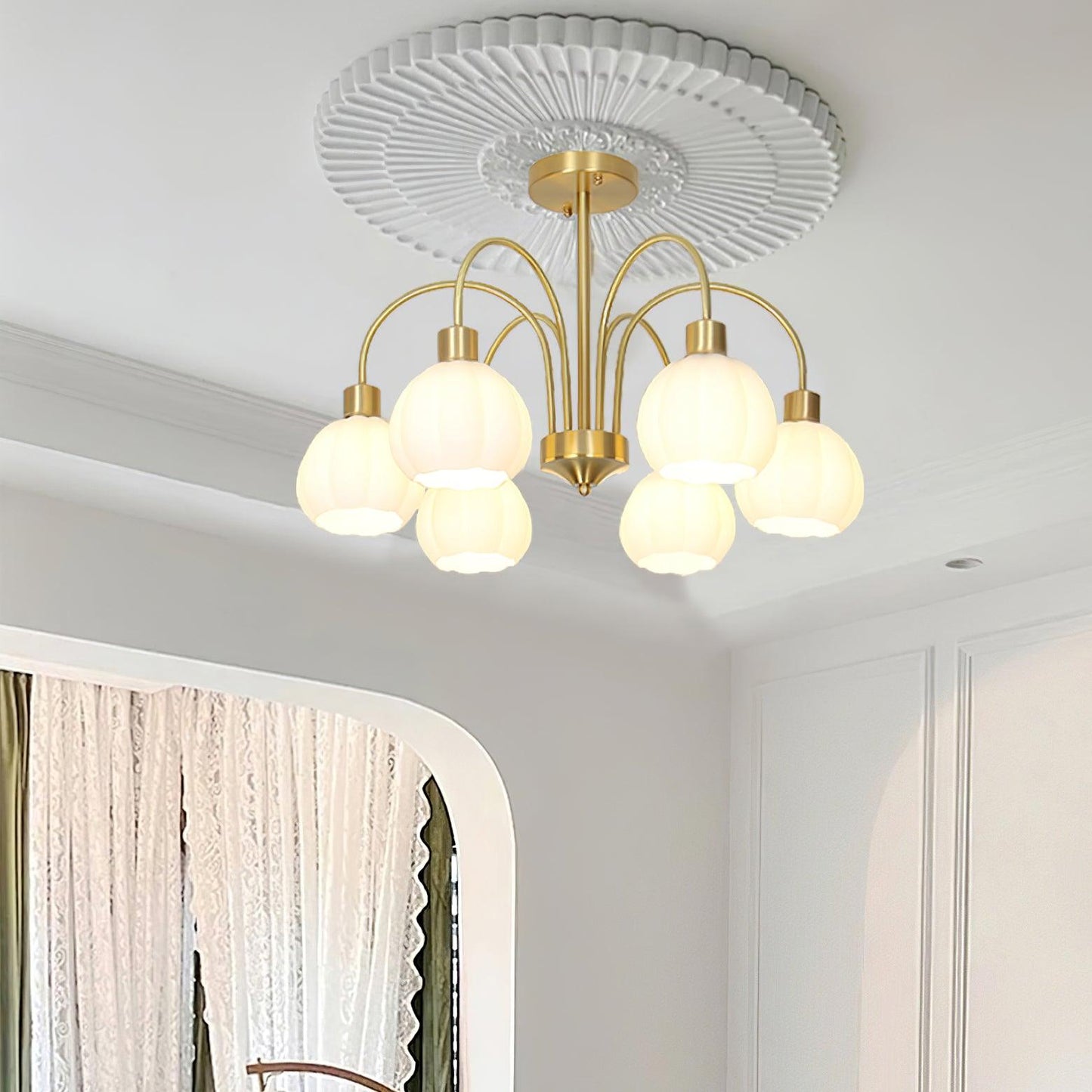 Glass Pumpkin Gold Chandelier Chandelier