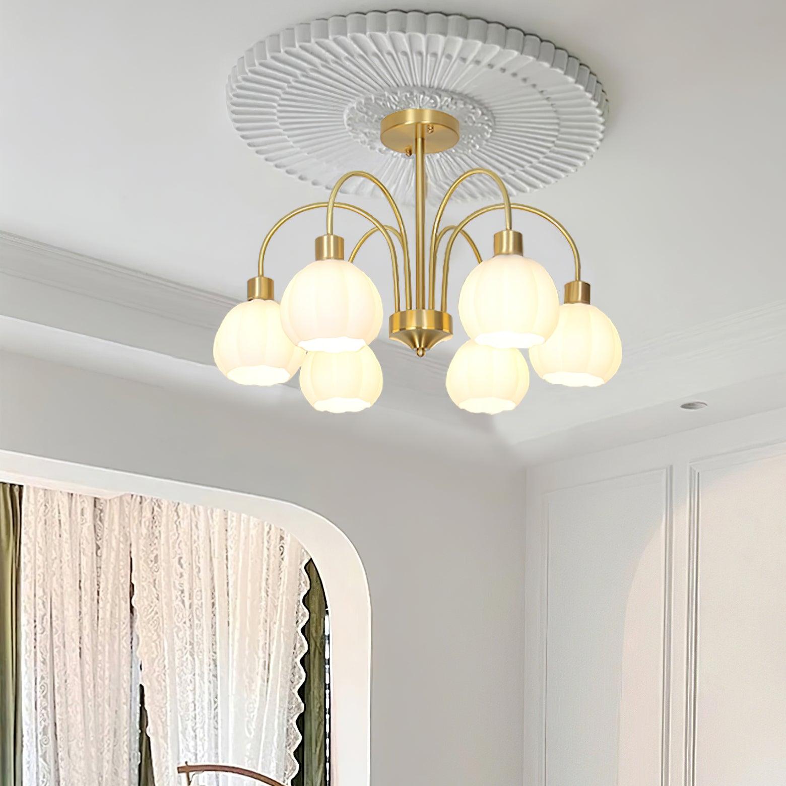 Glass Pumpkin Gold Chandelier Chandelier