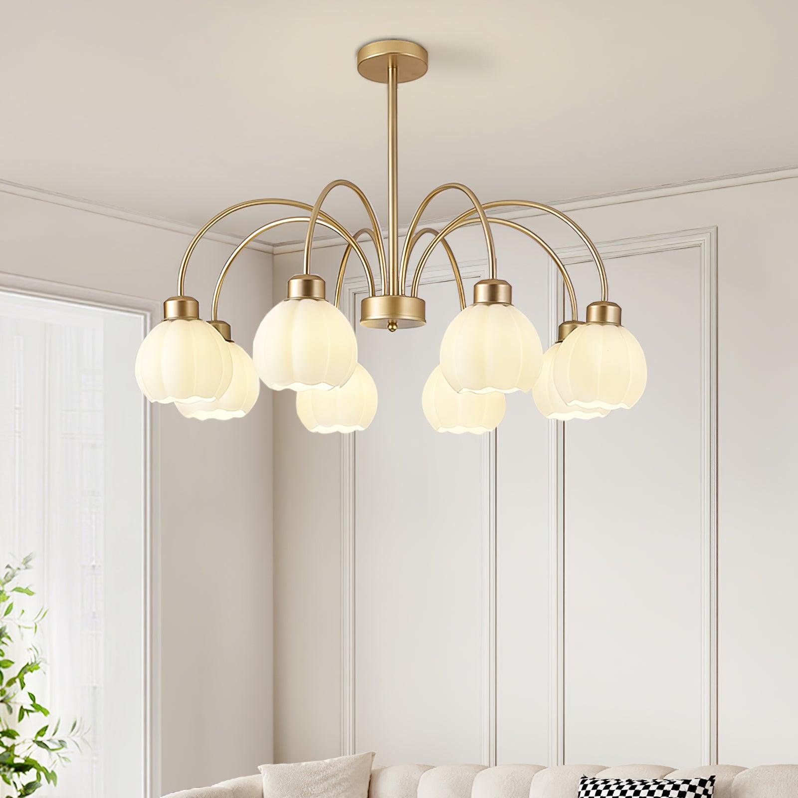 Glass Pumpkin Gold Chandelier Chandelier