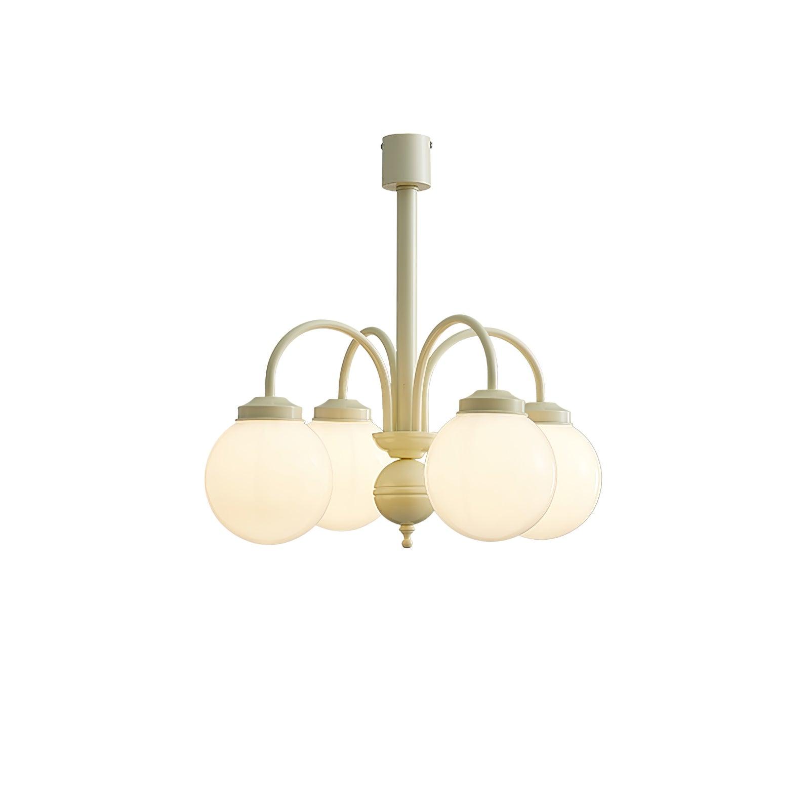 Cream Glass Sphere Chandelier 4 heads Dia 19.7″ x H 19.7″ / Dia 50cm x H 50cm / Creamy & White Chandelier
