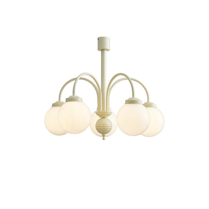 Cream Glass Sphere Chandelier 5 heads Dia 23.6″ x H 19.7″ / Dia 60cm x H 50cm / Creamy & White Chandelier