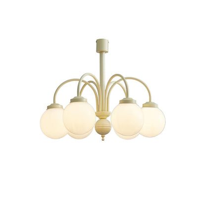 Cream Glass Sphere Chandelier 6 heads Dia 27.6″ x H 19.7″ / Dia 70cm x H 50cm / Creamy & White Chandelier