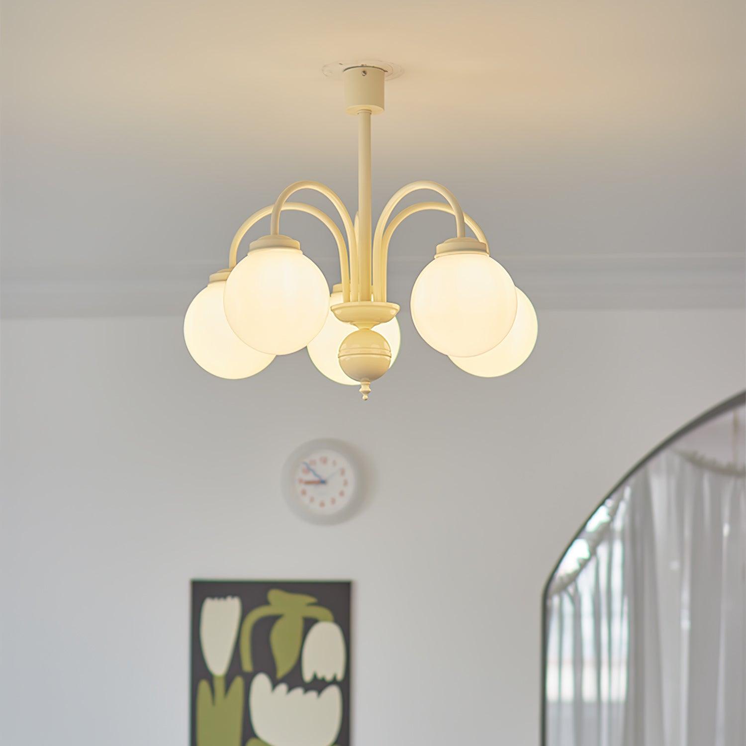 Cream Glass Sphere Chandelier Chandelier