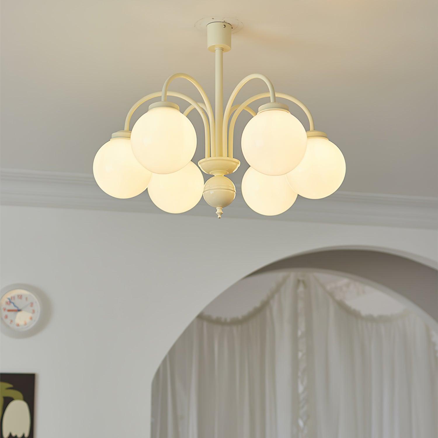Cream Glass Sphere Chandelier Chandelier