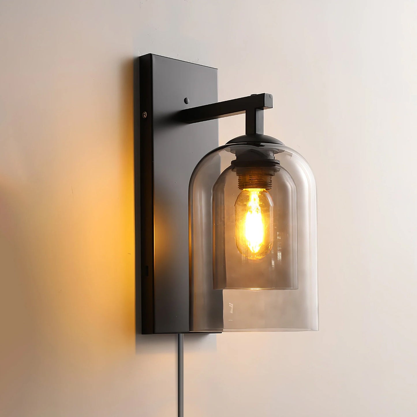 Glass Tubular Plug-in Wall Lamp Black & Smoke Grey / 1 piece / US Plug Wall lamp