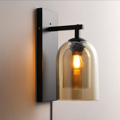 Glass Tubular Plug-in Wall Lamp Black & Amber / 1 piece / US Plug Wall lamp