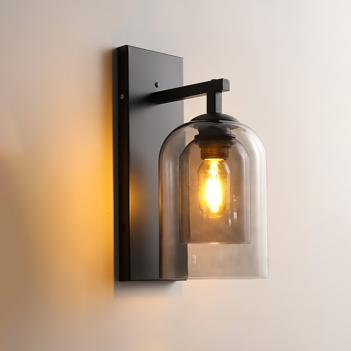 Glass Tubular Wall Lamp Dia 5.9″ x H 13.4″ / Dia 15cm x H 34cm / Black & Smoke Grey Wall lamp