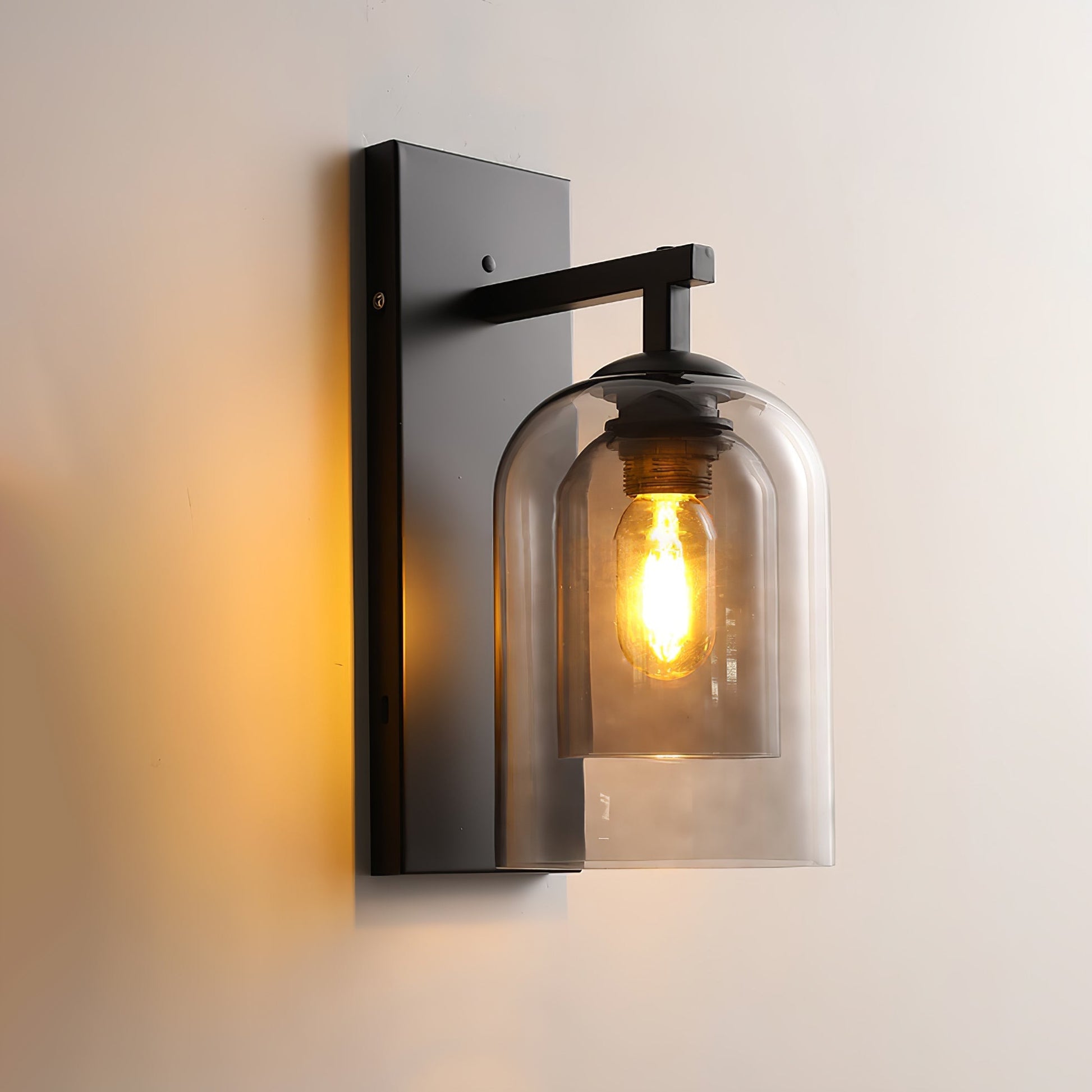 Glass Tubular Wall Lamp Dia 5.9″ x H 13.4″ / Dia 15cm x H 34cm / Black & Smoke Grey Wall lamp
