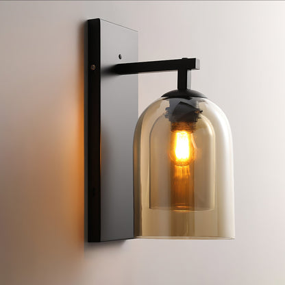 Glass Tubular Wall Lamp Dia 5.9″ x H 13.4″ / Dia 15cm x H 34cm / Black & Amber Wall lamp