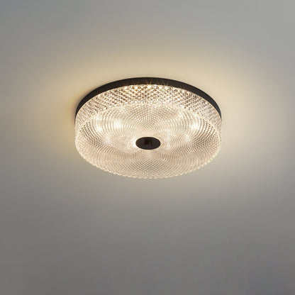 Glimmering Striped Ceiling Light ? 13.8″ x H 3.1″ / Dia 35cm x H 8cm / Black / Warm Light Ceiling lamp