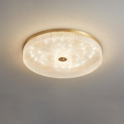 Glimmering Striped Ceiling Light ? 21.7″ x H 3.1″ / Dia 55cm x H 8cm / Brass / Warm Light Ceiling lamp