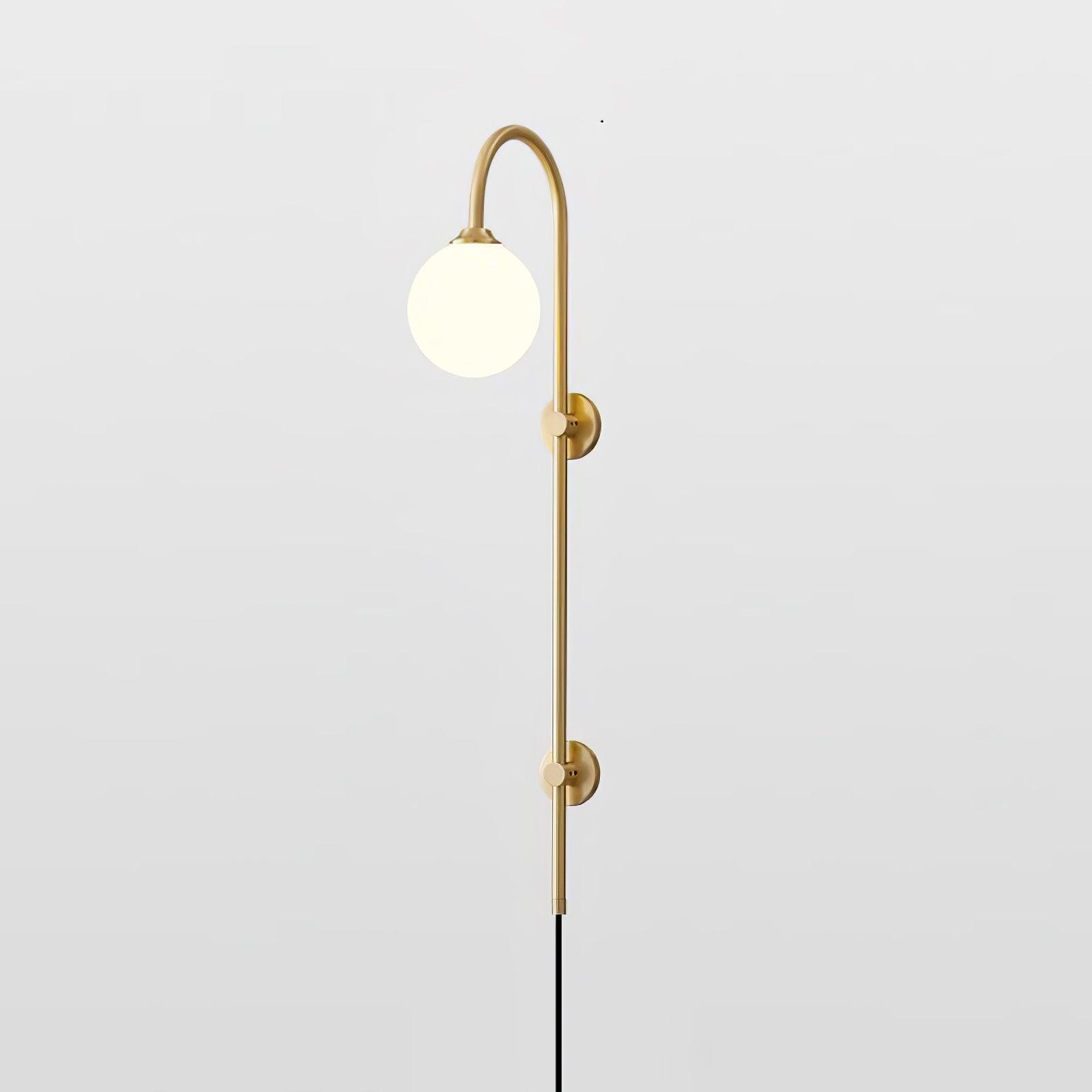 Globe Brass Plug-in Wall Sconce ? 4.7″ x H 23.6″ / Dia 12cm x H 60cm / Gold & White / US Plug Wall lamp