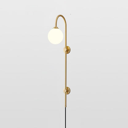 Globe Brass Wall Sconce Dia 4.7″ x H 23.6″ / Dia 12cm x H 60cm / Gold & White Wall lamp
