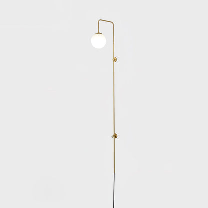 Globe Brass Wall Sconce Dia 5.9″ x H 63.9″ / Dia 15cm x H 160cm / Gold & White Wall lamp