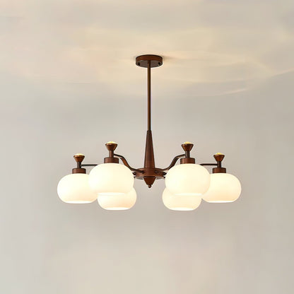 Globe Spotlight Chandelier 6 heads ? 31.5″ x H 21.7″ / Brown & White Chandelier