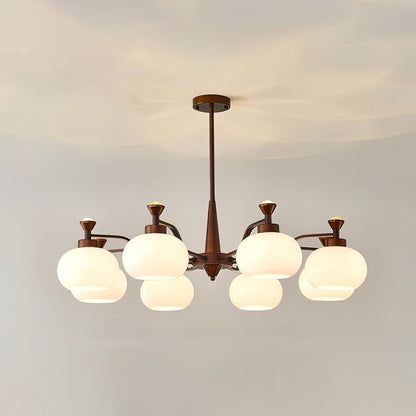 Globe Spotlight Chandelier 8 heads ? 37.4″ x H 21.7″ / Brown & White Chandelier