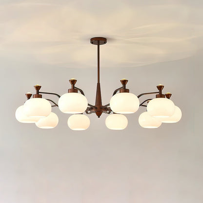 Globe Spotlight Chandelier 10 heads ? 45.2″ x H 21.7″ / Brown & White Chandelier