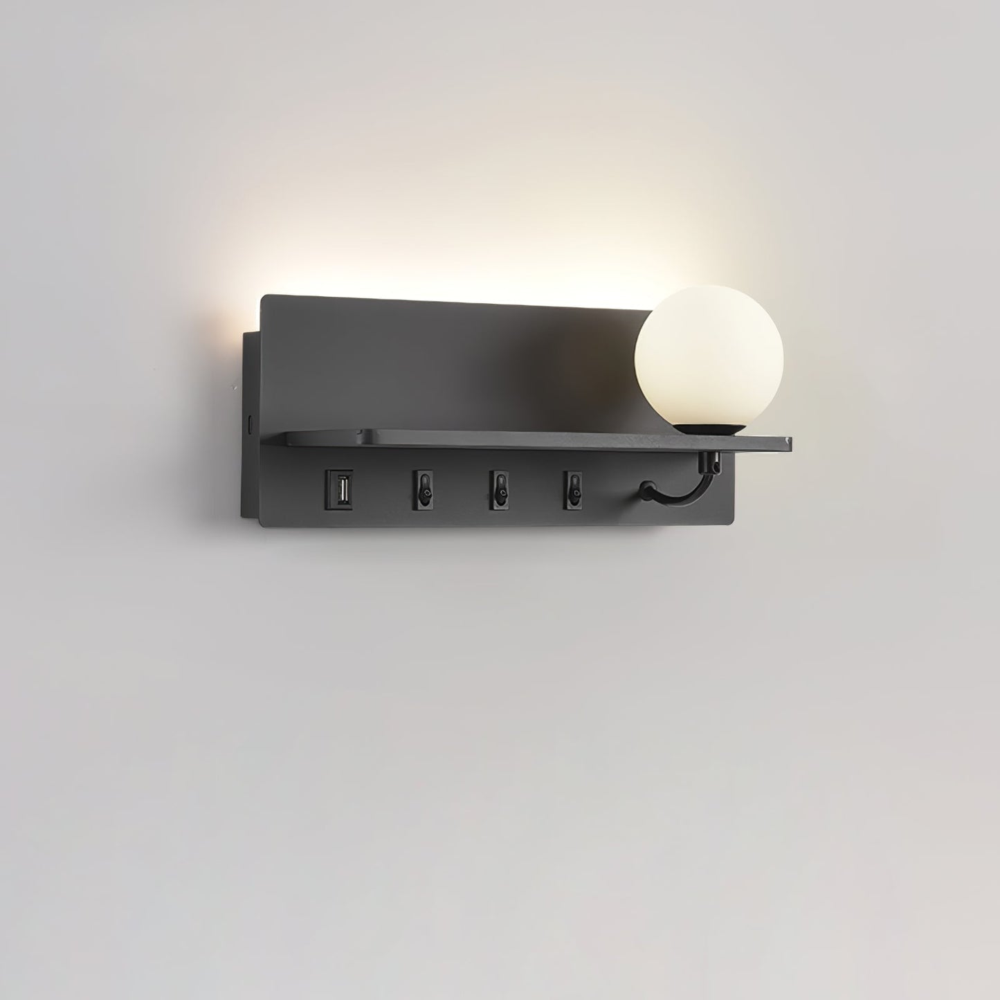 Glos Slim wall lamp Model B Right L 11.8″ x H 4.7″ / Black / Warm Light Wall lamp