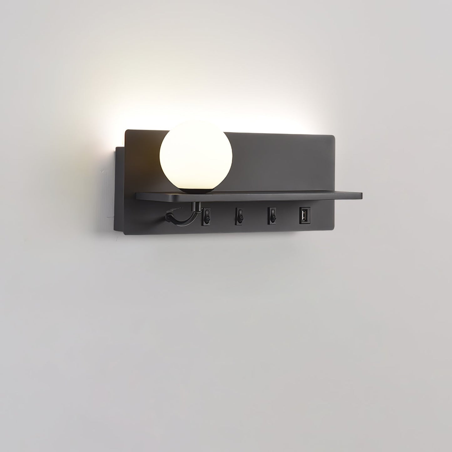Glos Slim wall lamp Model B Left L 11.8″ x H 4.7″ / Black / Warm Light Wall lamp