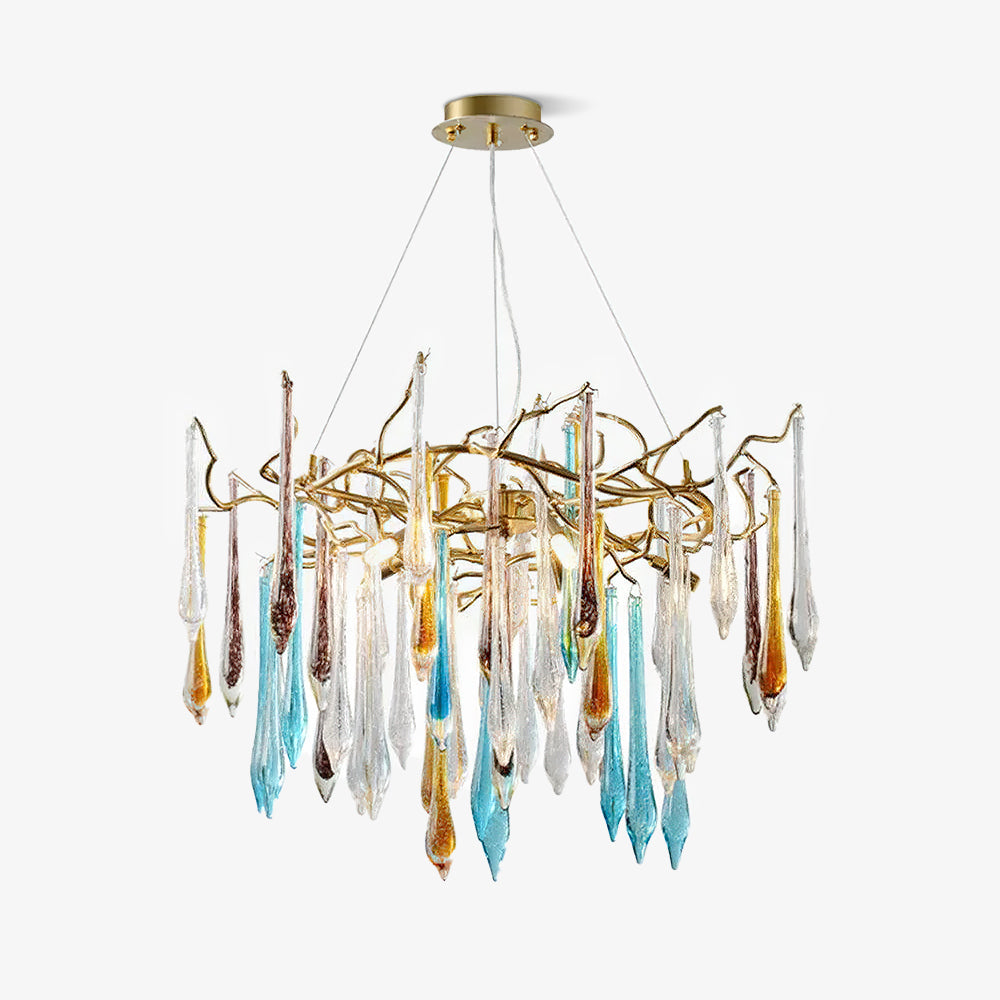 Gold Round Teardrop Chandelier Chandelier