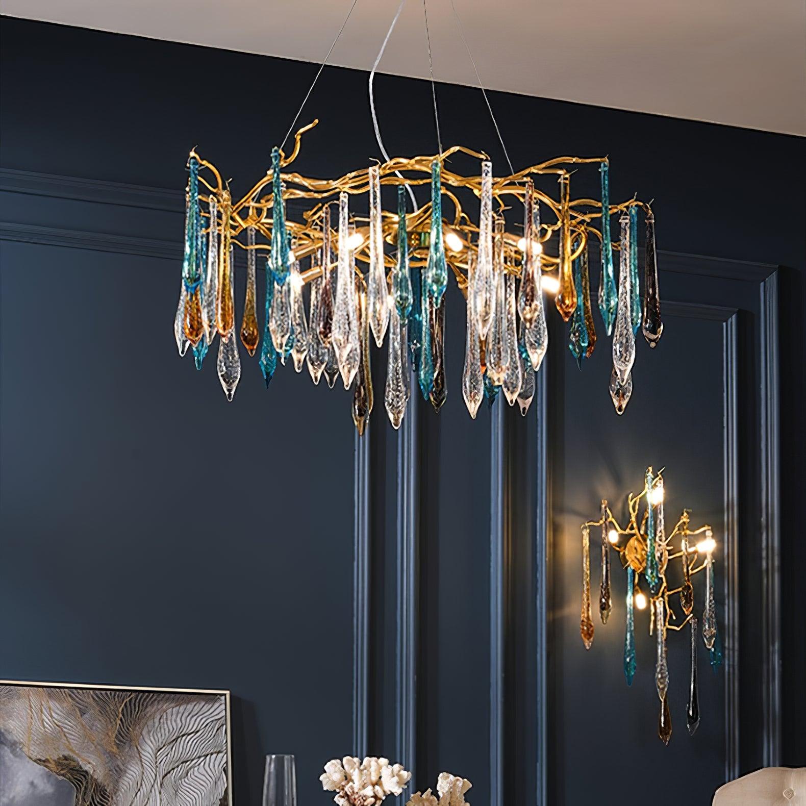 Gold Round Teardrop Chandelier Chandelier