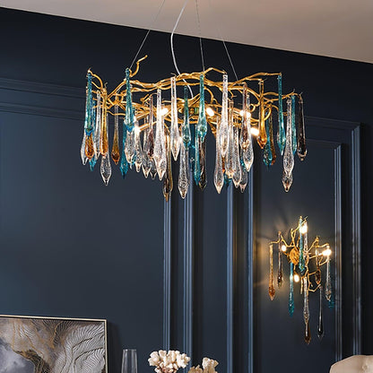 Gold Round Teardrop Chandelier Chandelier