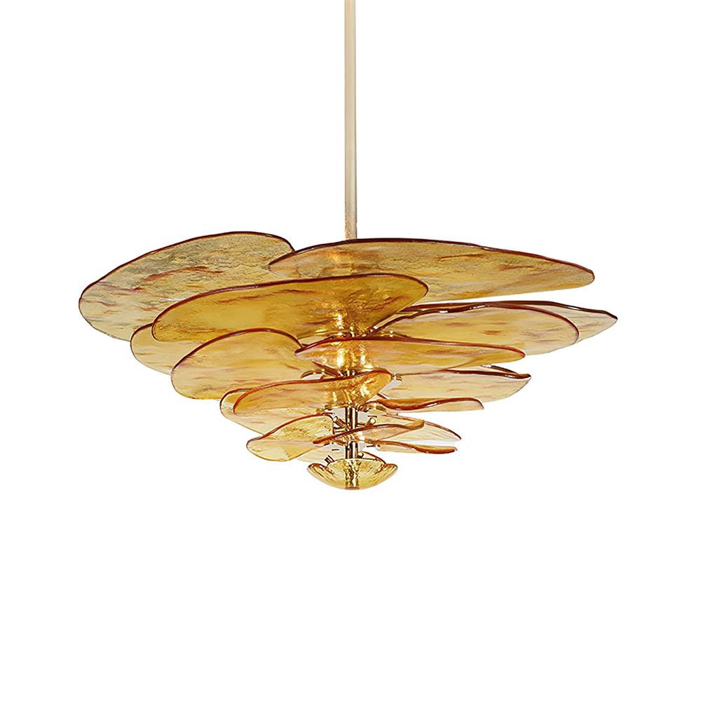 Petals Gold Murano Chandelier 20-lights Dia 35.4″ x H 17.7″ / Amber & Gold 1001 Chandelier