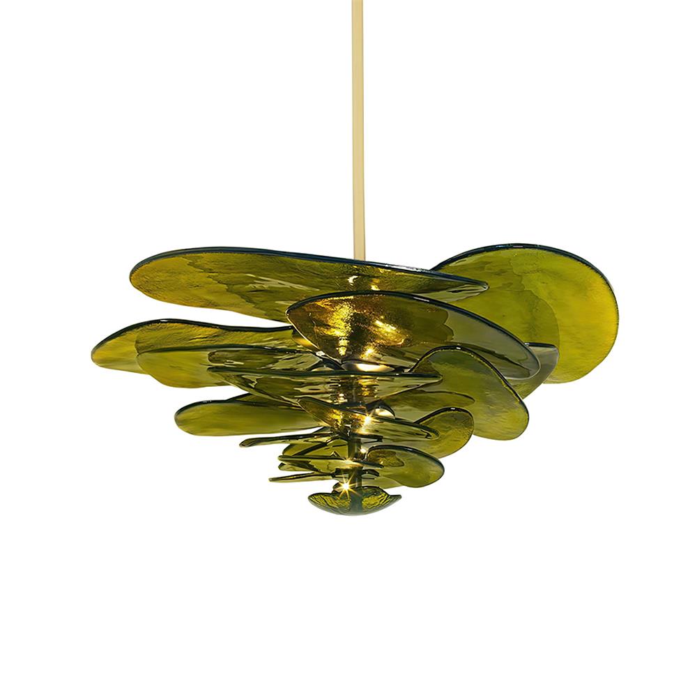 Petals Gold Murano Chandelier 20-lights Dia 35.4″ x H 17.7″ / Green & Gold 1001 Chandelier