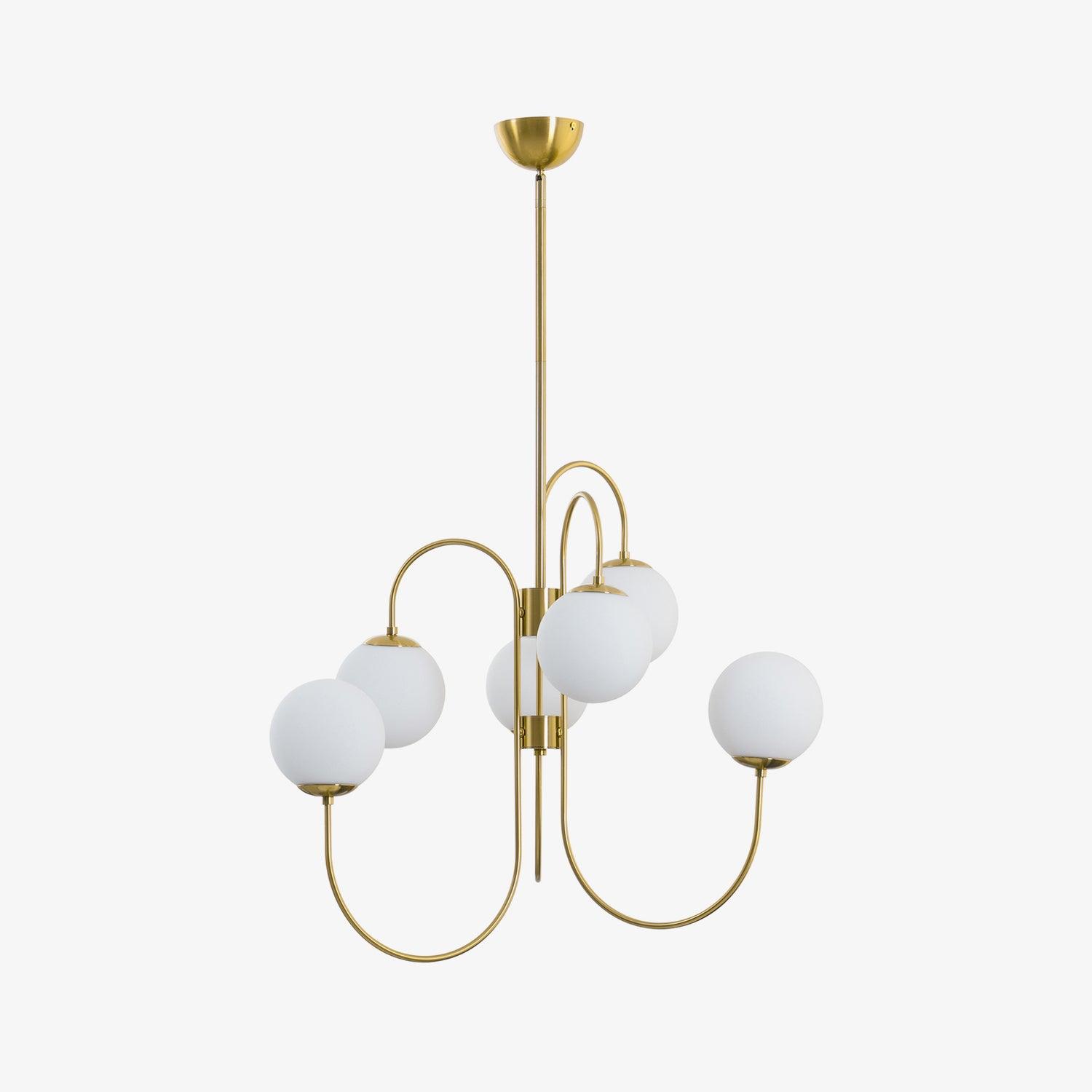 Gooseneck Chandelier ? 30″ x H 27.6″ / Dia 76cm x H 70cm / Gold & White Chandelier