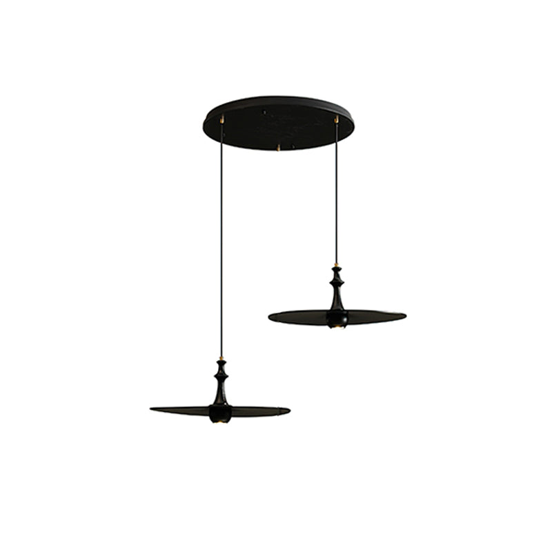 Spindle Disc Pendant Lamp Round canopy 2 heads: Dia 11.8″ x H 9.1″ / Black Pendant light