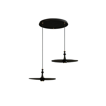 Spindle Disc Pendant Lamp Round canopy 2 heads: Dia 11.8″ x H 9.1″ / Black Pendant light