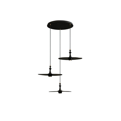 Spindle Disc Pendant Lamp Round canopy 3 heads: Dia 11.8″ x H 59.1″ / Black Pendant light