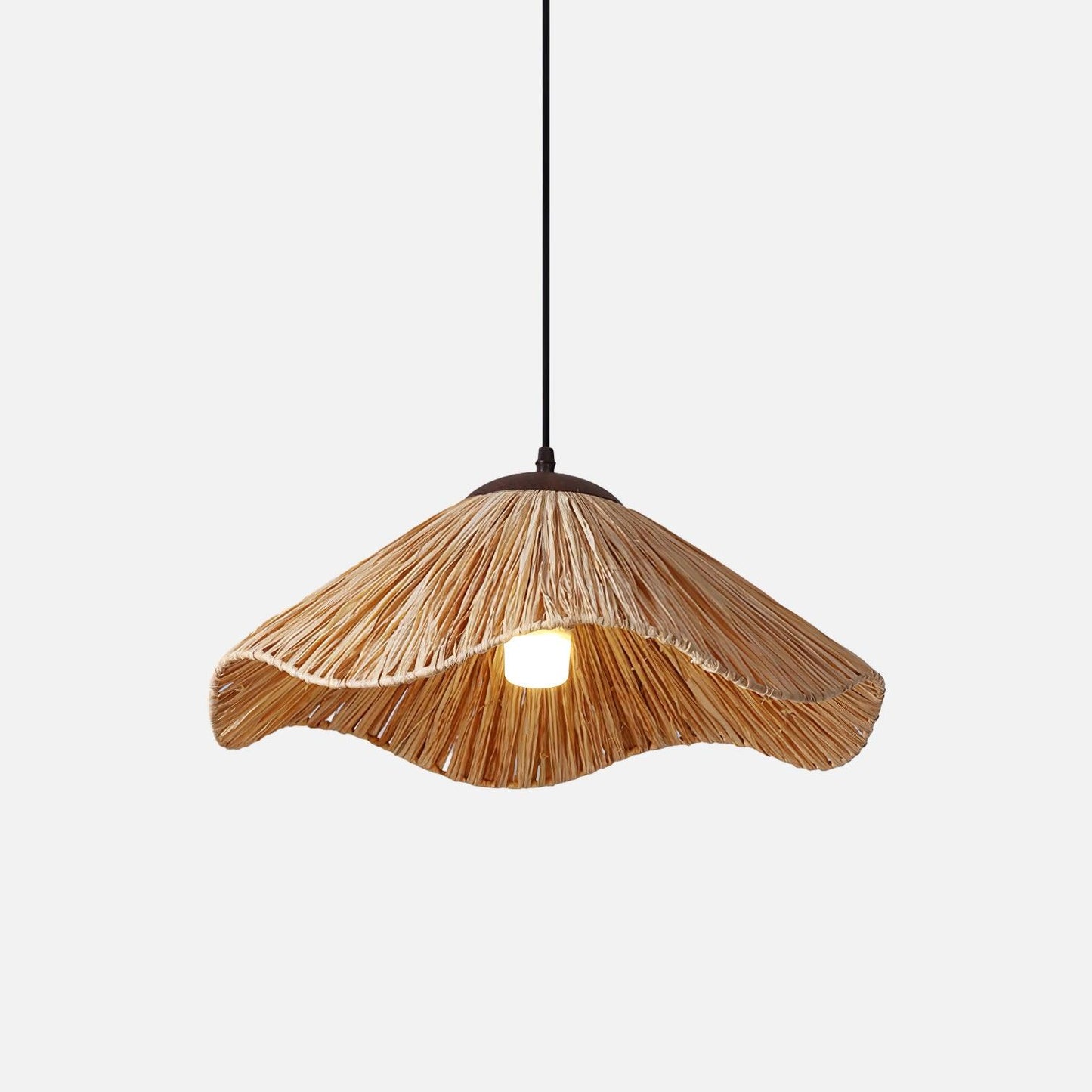 Straw Weaving Pendant Lamp Dia 18.9″ x H 59″ / Dia 48cm x H 150cm / Natural straw & Black Pendant light