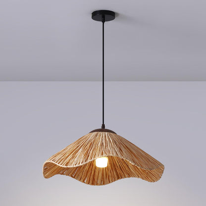 Straw Weaving Pendant Lamp Dia 18.9″ x H 59″ / Dia 48cm x H 150cm / Natural straw & Black Pendant light