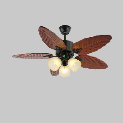 Banana Leaves 48’’/52’’ Ceiling Fan Light ? 52″ X H 11.8″ / Model A2 Walnut Wood Grain & Black Ceiling fan light