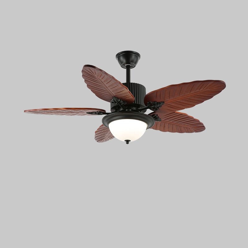 Banana Leaves 48’’/52’’ Ceiling Fan Light ? 52″ X H 11.8″ / Model A4 Walnut Wood Grain & Black Ceiling fan light