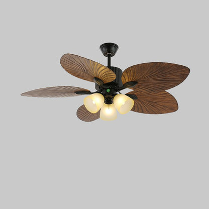 Banana Leaves Ceiling Fan Light ? 52″ X H 11.8″ / Model B Nature Wood Grain & Black 1001 Ceiling fan light