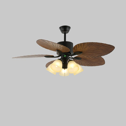 Banana Leaves Ceiling Fan Light ? 52″ X H 11.8″ / Model C Nature Wood Grain & Black 1001 Ceiling fan light