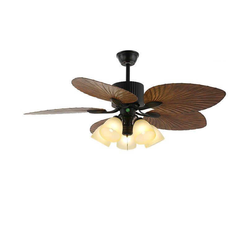 Banana Leaves Ceiling Fan Light ? 42″ X H 11.8″ / Model C Nature Wood Grain & Black 1001 Ceiling fan light
