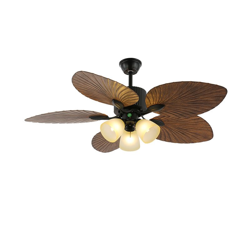 Banana Leaves 48’’/52’’ Ceiling Fan Light ? 48″ X H 11.8″ / Model B2 Nature Wood Grain & Black Ceiling fan light