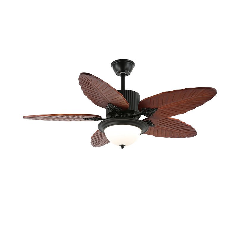 Banana Leaves 48’’/52’’ Ceiling Fan Light ? 48″ X H 11.8″ / Model A4 Walnut Wood Grain & Black Ceiling fan light