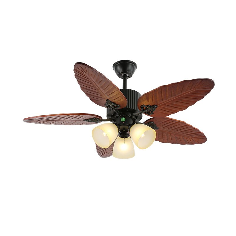 Banana Leaves 48’’/52’’ Ceiling Fan Light ? 48″ X H 11.8″ / Model A2 Walnut Wood Grain & Black Ceiling fan light