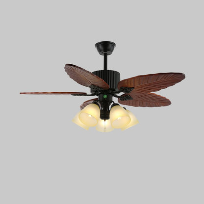 Banana Leaves 48’’/52’’ Ceiling Fan Light ? 52″ X H 11.8″ / Model A3 Walnut Wood Grain & Black Ceiling fan light