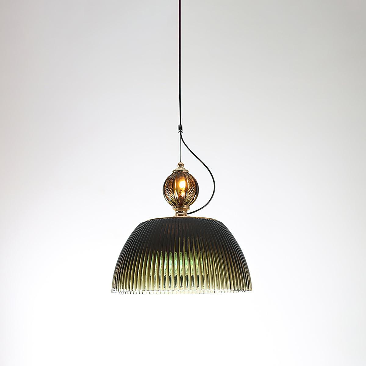 Green Glass Bowl Pendant Lamp ? 12.6″ x H 5.9″ / Dia 32cm x H 15cm / Dark green Pendant light
